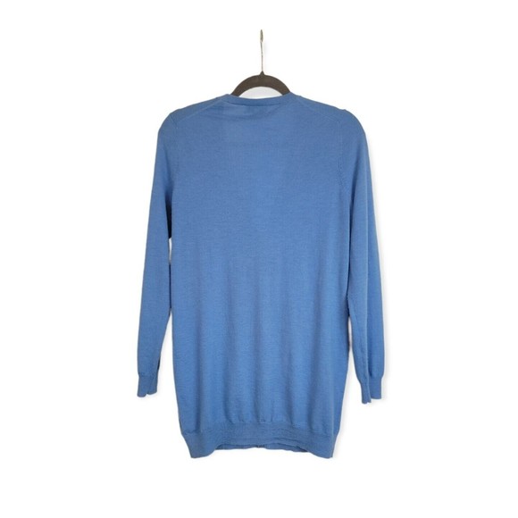 Eric Bompard 100% Cashmere Soft Cardigan V-Neck Classic Front Patch Pockets Blue - Picture 10 of 12